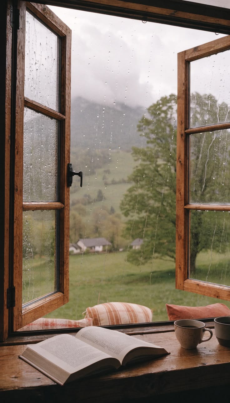 janela aberta chuva livro